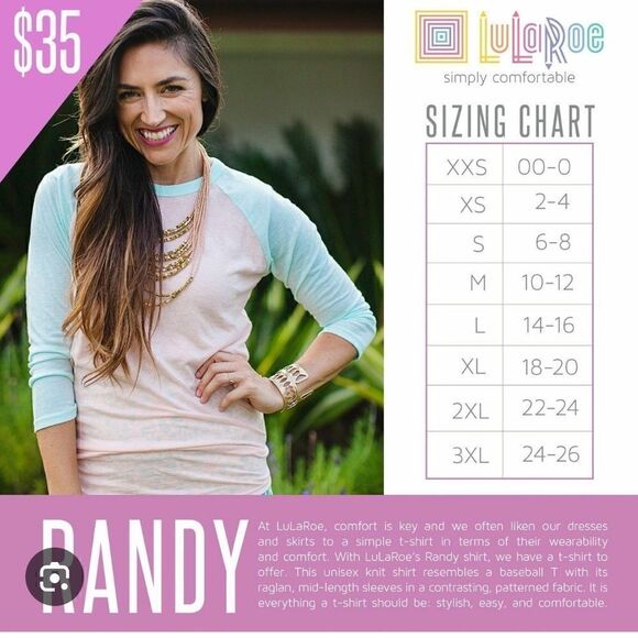 LuLa Roe "Randy Top" Black w/ Pink and Blue Aztec 3/4 length sleeves LLR Size L - Picture 5 of 6